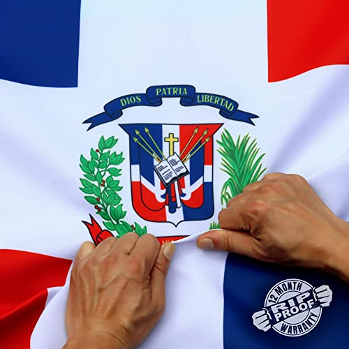 Anley Rip-Proof Technology Bandera de República Dominicana de doble cara de 3 capas de 3x5 pies - resistente a las arrugas - Las banderas nacionales dominicanas más fuertes y duraderas