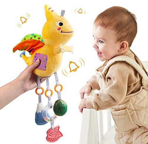 TUMAMA Dinosaur Hanging Rattle Toy, Car Seat Stroller Crib Mobile Toy for 3 6 9 12 Months Boys, Girls Newborn Infants Toddlers