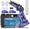 Sainlogic Mini Kettensäge 6 Zoll Akku, Kettensäge Elektro mit 2 * 2000mAh Akku, Leichte Akku Kettensäge mit Sicherheitsschloss, Handkettensäge für Gartenscheren Holzschneiden (Violett)