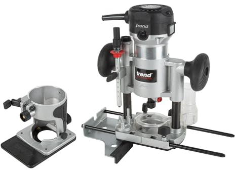 Trend T1 Fresatrice a Doppia Base, Pinza da 8mm, 710W, 230V, Strumento di Taglio di Precisione Compatto per Lavorazione del Legno, T1EPS/EURO