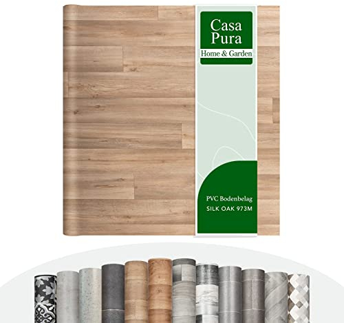 Vinyl Flooring Rolls by The Metre | Wood Effect, Tile Effect, Stone Effect PVC Flooring, Cushion Lino Floor Covering for Kitchen, Bathroom, Living Room (Silk Oak 973M, 100 x 150 cm)