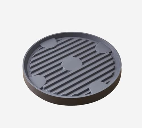Rund Kunststoffe Pflanzenroller Outdoor mit Versteckte Räder und Wasserspeicherung, Blumenroller Außenbereich und Innenbereich, Pflanzenroller mit Softrollen für Parkett, Schwerlast,Grau,25cm