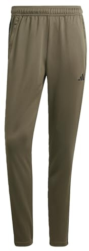 Adidas Men's Train Essentials 3-Stripes Training Pants, Olive Strata/Black, Small