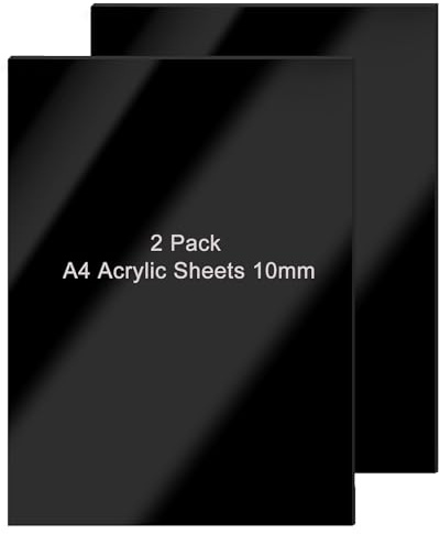 LOLYSIC 2Pcs Black Acrylic Sheet 10mm Thick A4 Black Perspex Sheets, A4 Acrylic Plastic Sheets for Painting Engraving DIY Crafting Picture Frame Home Decor, 21 x 29.7cm