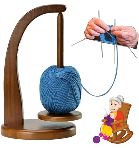 WEQEER Wollabwickler, rotierender Magnetischer Wollknäuelhalter, Holz Zum Stricken Und Häkeln, Garnhalter, Garnrollenhalter Häkel Strick Zubehör (A)