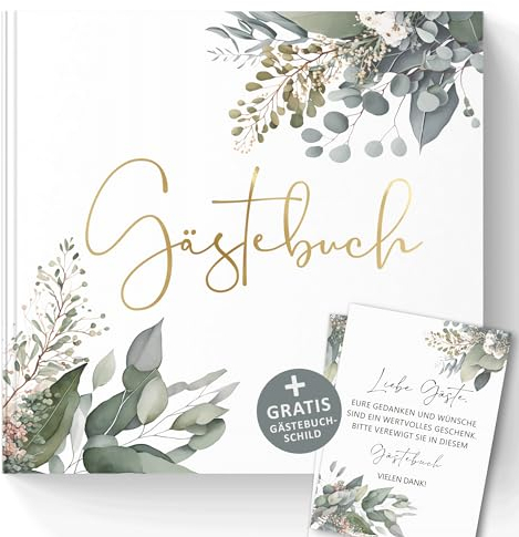 Trendanchor Gästebuch zum Ausfüllen und Fotos Einkleben - Ideal für Brautpaar Erinnerungen, JGA Spiele, Kinder-Geburtstag - 72 Blanko Seiten ohne Fragen (Gästebuch Eukalyptus)