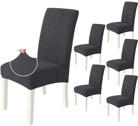 Ystyle Stolöverdrag 6 Stycken, Stretch Stolskydd Matstolsöverdrag, Elastiskt överdrag För Modern Matstol, Avtagbart Tvättbart Stolsöverdrag, Stol Skydd För dekorativa matstolar, Mörkgrå