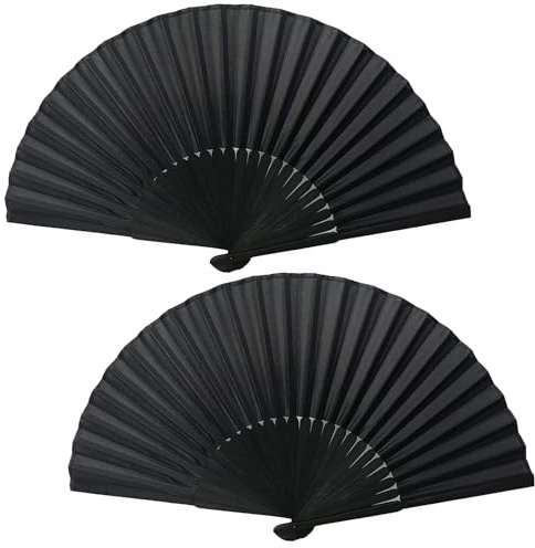 VilaGi Faltbarer Handfächer, Handfächer, Handfächer, faltbar, schwarz, für Damen und Herren, chinesischer Fächer, spanischer Stoff, Handfächer für Cosplay, Requisiten, Hochzeit, Party, Dekoration,