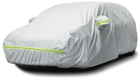 Favoto Funda Coche Exterior Impermeable Transpirable Compatibles con VW Up!/Polo KIA Rio Mazda 2 Audi A2 Anti-UV Transpirable Resistente al Polvo Lluvia Rasguño Nieve al Aire Libre Plateado