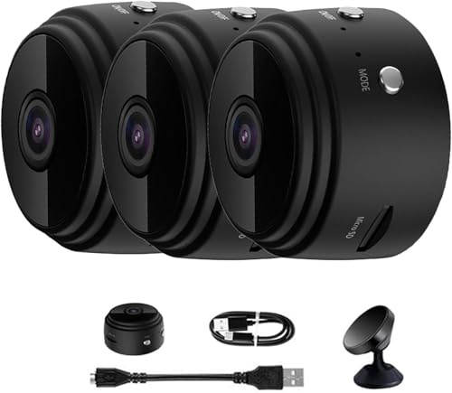 Vista Focus Magnetic Mini Security Camera, Vistafocus Security Camera 360, App Controlled, 1080P HD Wireless Camera, Intelligent Motion Detection, Suitability Outdoor and Indoor Use (Black 3Pcs)