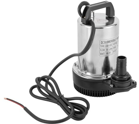 HUSPOO 12V DC Tauchpumpe 6000L/H Schmutzwasserpumpe Fäkalienpumpe, 160W Edelstahl Tauchwasserpumpe, Schraube Tiefbrunnenpumpe für die Landwirtschaft, 3000 RPM