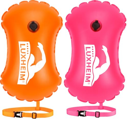 LUXHEIM 1 Pack / 2 Pack Swim Buoy Tow Float Dry Bag for Open Water Swimming | Highly Visible Swim Float Inflatable, Wild Swimming Buoy, Waterproof for Water Sport Kayaker Swimmer Triathlete SUP Surfer
