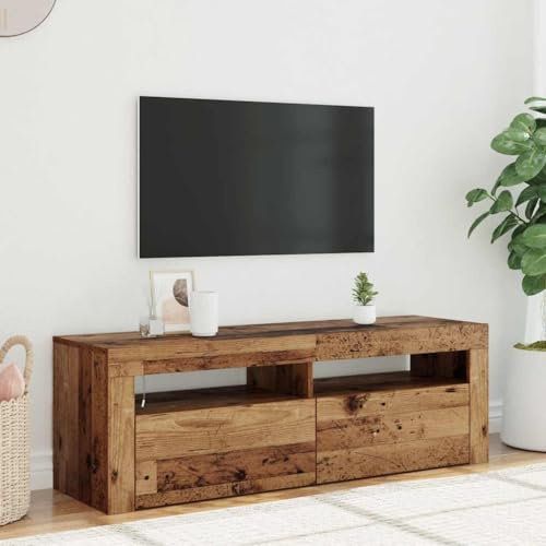 Qnhdfrt Meuble TV bas avec éclairage LED RVB Aspect bois vieilli 120 x 35 x 40 cm Buffet pour salon