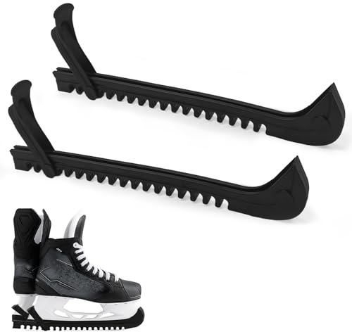 Jiaoshou Pan 1 Par Protectores de Cuchillas de Patines de Hockey sobre Hielo, Protectores Patines Hielo Ajustable para Adultos y Niños (Negro)