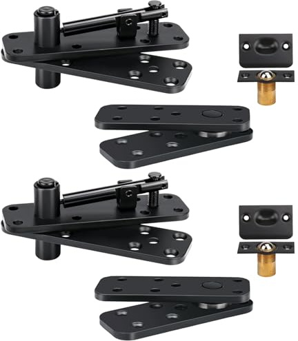 Cerniera Invisibile per Porte Legno Pesanti - Pivot Superiore e Inferiore in Acciaio Inossidabile, 360° Rotazione, Regolabile in Altezza,Nero, 2 pezzi