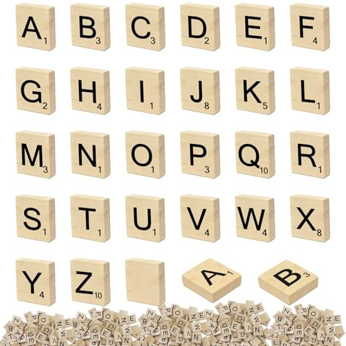 200 Pcs Wooden Scrabble Letters for Arts and Crafts, A-Z Scrabble Tiles Smooth Wooden Letters for Crafts Spelling Picture Frames Home Decor and DIY Gift Decoration Used by Craft Enthusiasts