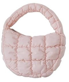 LYXYGMV Quiltad mini tygväska i mjuk nylon, vadderad nyckelficka, enkel handhållen väska, för skola, resor (stil 13)