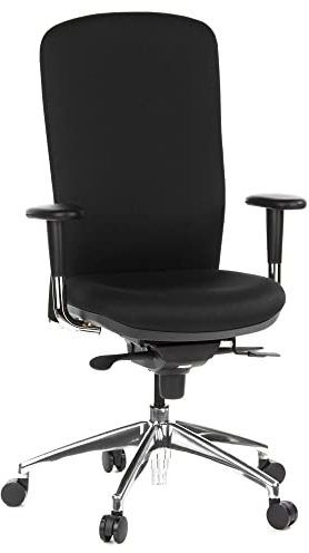 hjh OFFICE 710400 kontorsstol HIGH-TEC - Mycket högkvalitativ italiensk mekanik, Ergonomisk skålad sits, Sittdjupsjustering, Bekväm synkrongunga