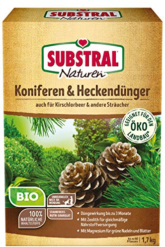 Substral Naturen Bio Koniferen- und Heckendünger, Organisch-mineralischer Volldünger für Nadelgehölze und Hecken, 1,7 kg, green