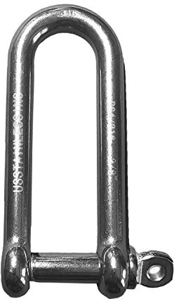 US STAINLESS Stainless Steel 316 Long D Shackle 3/8 (10mm) Marine Grade
