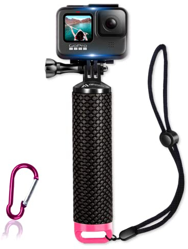 Waterproof Floating Hand Grip Compatible with GoPro Hero 13 12 11 10 9 8 7 6 5 4 3+ 2 1 Session Black Silver Handler & Handle Mount Accessories Kit for Water Sport and Action Cameras (Rose Red)