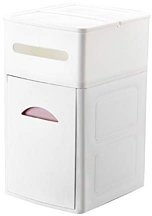 Papelera Basura 20L, 4 en 1 Rectangular Contenedor de Basura, Tipo de Cajon con Cubo Interior portatil Caja de Almacenamiento para Dormitorio WC Oficina - Blanco Gris