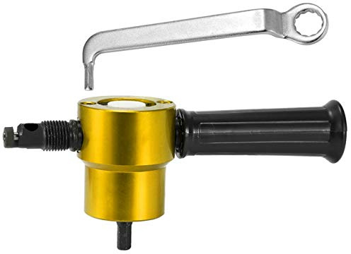 TOOLSTAR Metal Nibbler Cutter, 360 Degree Double Head Nibble Metal Cutting Sheet Nibbler Saw Cutter Adjustable Drill Attachment Power Tool (Gold)