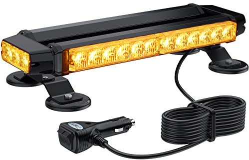 Justech 30LEDs Car Emergency Light Bar 30W 7 Flash Patterns Recovery Warning Strobe Light Amber Hazard Beacon Car Roof Warning Light with Magnetic Base for 12V 24V Car Vehicle Truck Trailer