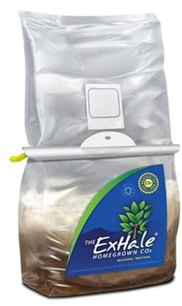 The Exhale Homegrown CO2 – vorgemischte, gebrauchsfertige Tasche für Gewächshäuser und Zelte mit Aufhänger, inklusive Tabelle für Doppelkanarienvögel