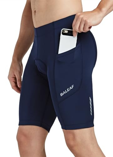 BALEAF Cuissard Velo Homme Cycliste Short de Cyclisme Rembourré 3D - Short VTT Homme avec Poches Séchage Rapid Respirant Cycliste-Bleu-XXL