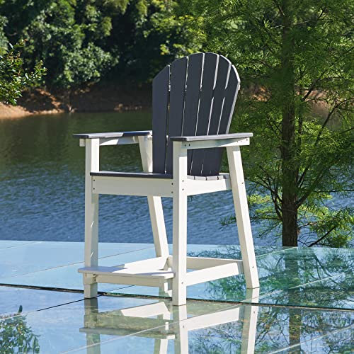 OTSUN Barhocker Outdoor mit hoher Rückenlehne, wetterfester Holzhocker mit Armlehnen, Terrassenstuhl für Garten, Garten