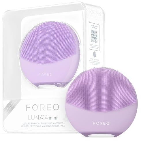 FOREO LUNA 4 mini ansiktsrengöringsborste och ansiktsmassage – premium ansiktsborste – förbättrar absorptionen av hudvårdsprodukter – enkel ansiktsvård resetillbehör – för alla hudtyper – lavendel