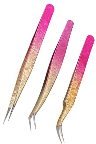 Pince à épiler pour Nail Art 3 Pièces, Pince à épiler en Manucure, Pince à épiler en pour Ongles, Pointes Droites en Acier Inoxydable