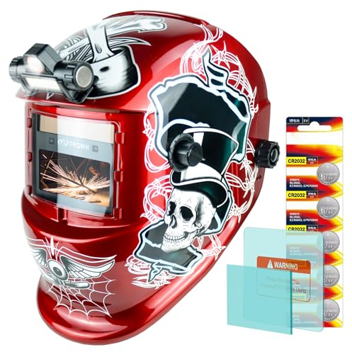 TRQWH Welding Helmet with Light True Color Auto Darkening Welding Helmets for Men Solar Powered Welding Hood with 2 Arc Sensor Wide Shade 4/9-13 for TIG MIG ARC Cool Welder Mask