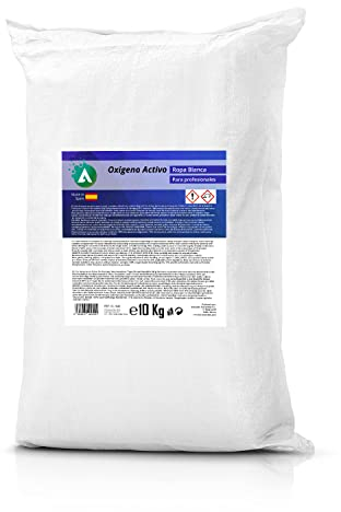 Quitamanchas y blanqueador en polvo para ropa blanca 10 kg - con oxígeno activo - detergente técnico y potenciador de lavado sin cloro - limpieza profunda profesional - uso doméstico o industrial