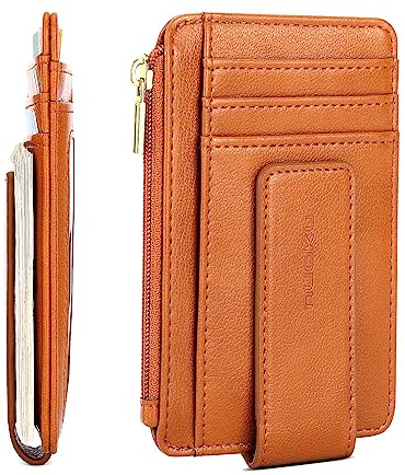 nuoku Geldbörse Herren Klein mit Magnetischer Geldklammer, Portmonee Herren Slim mit Münzfach & RFID-Schutz, Mini Kartenetui Herren mit ID-Fenster