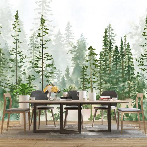 Papier Peint Panoramique 3D Aquarelle Pin Forêt De Pins Papier Peint 3D Intissé Moderne Décoration Murale
