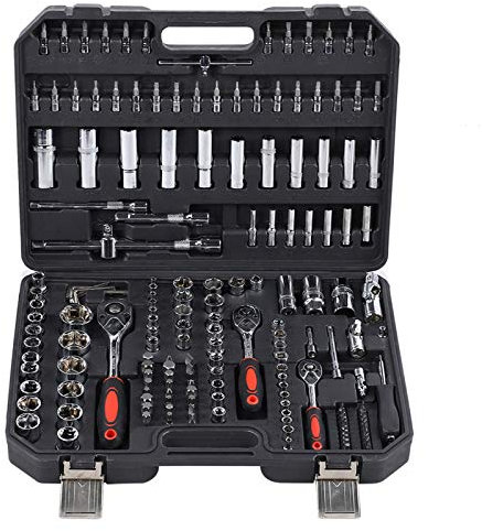 Set di bussole in acciaio al carbonio 172 pezzi Set di chiavi dinamometriche professionali Kit di strumenti per cacciavite a cricchetto al cromo vanadio con custodia organizzata