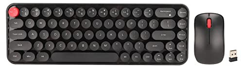 Typewriter Keyboard and Mouse Combo Set Colorful Wireless Mini Keyboard Retro Typewriter Keyboard 2.4G Optical Mouse Stable Transmission Battery-Powered Gaming Keyboard for PC(black)