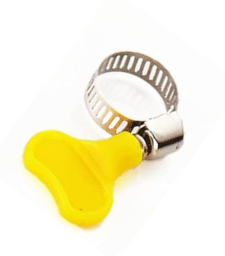 QINALO 14-Pack Yellow Stainless Steel Hose Clamps, Adjustable Thumb Screw Key-Type Clamps, 8mm Bandwidth, Ideal for Plumbing, Automotive, and Machinery Applications (Size:8-12mm(5/16-1/2)