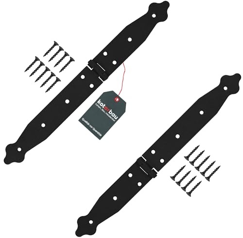 KOTARBAU® 2er Set Ladenband Türbänder 150 x 200 x 35 mm aus Pulverbeschichtetem Stahl Torscharnier Türband Schwarz Scharniere Klappbar Fensterscharnier Holztür Gartentor Scharnier Kistenband Torbeschl