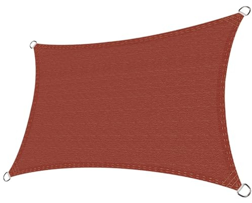 Tenda Vela Ombreggiante Rettangolare 4.0 m x 6.0 m Alta Densità Tessuto polietilene ottimale Materiale Protección Solar Anti UV 95% Resistente a Strappi Transpirable per Aree Esterne(Red,4.0mx6.0m)