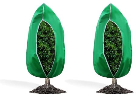 WDKXCN 2PCS Plant Fleece Frost Protection, 120x180 CM Plant Covers for Winter, Plant Frost Protection Covers, Fleece for Plants Protection Frost with Zipper Drawstring, Frost Covers for Outdoor Plant