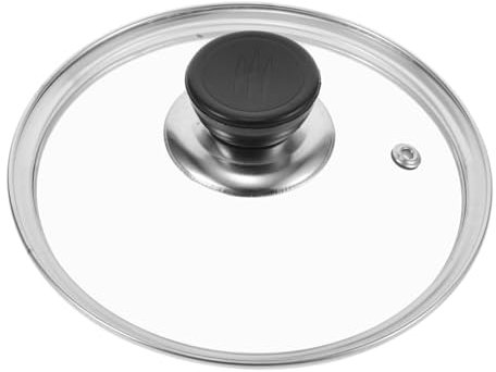 Amosfun Outdoor Cooking Pot Replacement Lid 6-inch Tempered Glass with Scalding-Proof Handle Stainless Steel G-Shaped Splash Prevention Cover for Home Kitchen