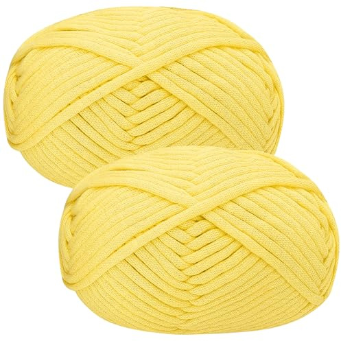 Renyiz Tjockt garn för virkning, 2 x 50 g mjuk tjock ull för nybörjare och Amigurumi-projekt enkel virkning startsats gult garn