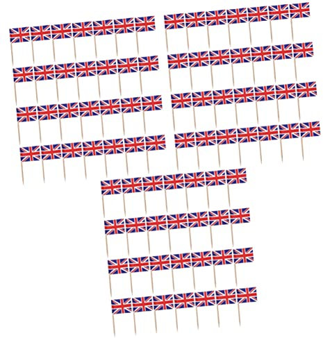 Cabilock 3 Sätze Zahnstocher Kucheneinsatz Multifunktionale Länderflaggen Mini Stick Cupcake Topper Britische Flagge Zahnstocher Dekorationen Union Jack Cupcake Flaggen 200 Stück * 3