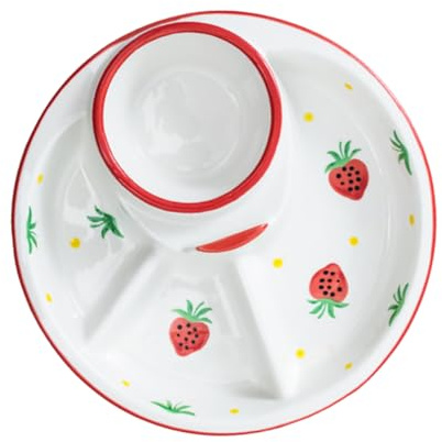 Cabilock Piatto Di Frutta in Ceramica Con Vassoio Diviso Per Snack Per Ragazzi E Ragazze Colazione Con Nutrizione Equilibrata E Bordi Lisci