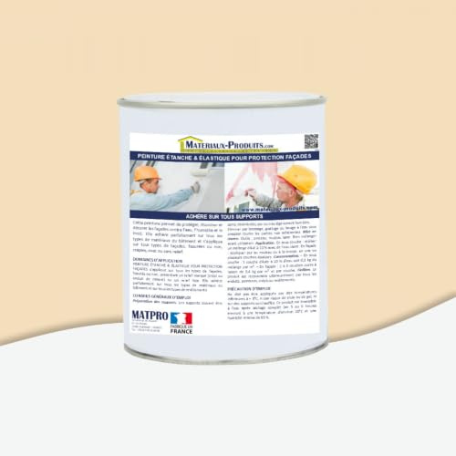 MATPRO - Peinture Étanche & Élastique pour Protection de Façade - pour Mortiers, Briques, Crépis, Fissurés ou Non, Avec ou Sans Relief - Coquille d'Œuf - 6Kg