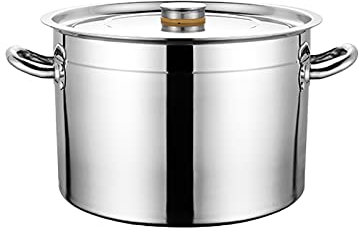 OWOHYG Stainless Steel Stock Pot, Compatible with Various Stoves, Stainless Steel Stock Pot with Cover, Silver (30 * 24cm(15L))