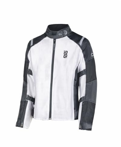 OJ Giacca Moto Flow Lady, Tessuto Traforato, Protezioni Certificate SAFE TECH Liv.2, Regolazione Multipla (IT, Testo, M, Regular, Regular, Bianco)
